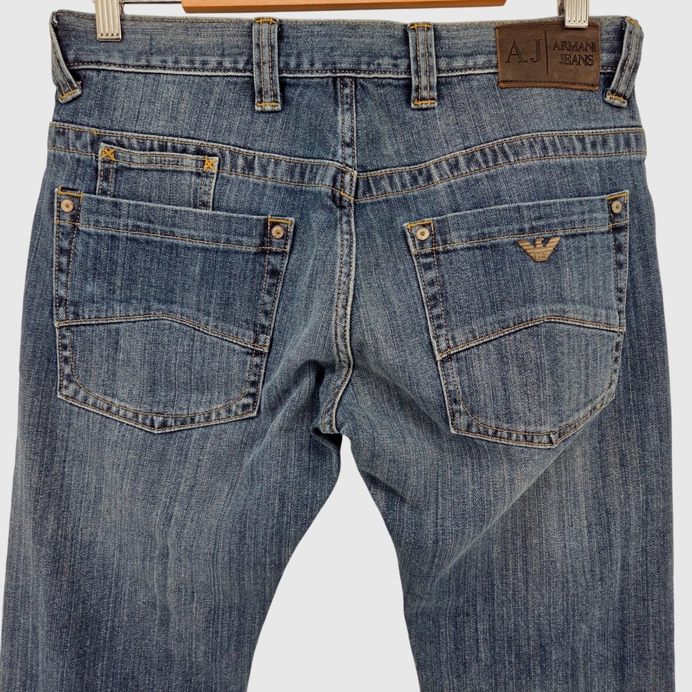 Armani Jeans J08 Slim Fit Mens 32x32 Blue Dark Wash Denim Casual Streetwear - Picture 3 of 9